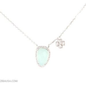 2 Pendent necklace blue crystal and shamrock